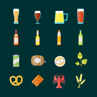 Renkli içki bira ayarlayın. Vektör