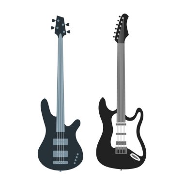 Siyah Elektro gitar seti. Vektör