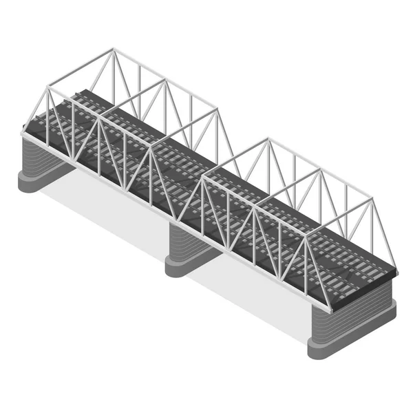 Acél vasúti híd izometrikus nézetben. Vektor — Stock Vector