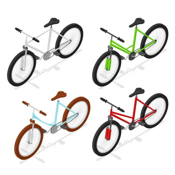 Color Bikes Set Isométrico Vista. Vector — Vector de stock