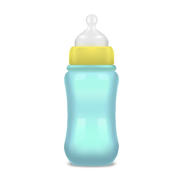 Realistické miminko modrá láhev mléka. Vektor — Stockový vektor