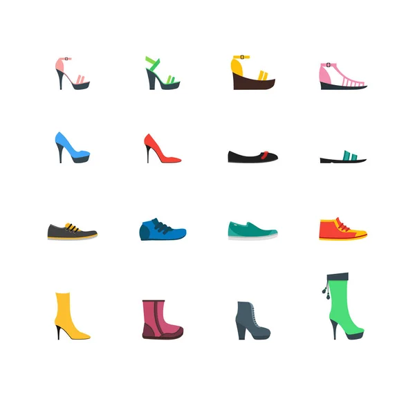 Set de zapatos de mujer de color plano. Vector — Vector de stock