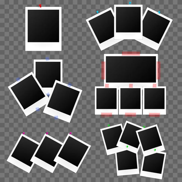 Klassisches Fotorahmen-Set auf transparentem Hintergrund. Vektor — Stockvektor