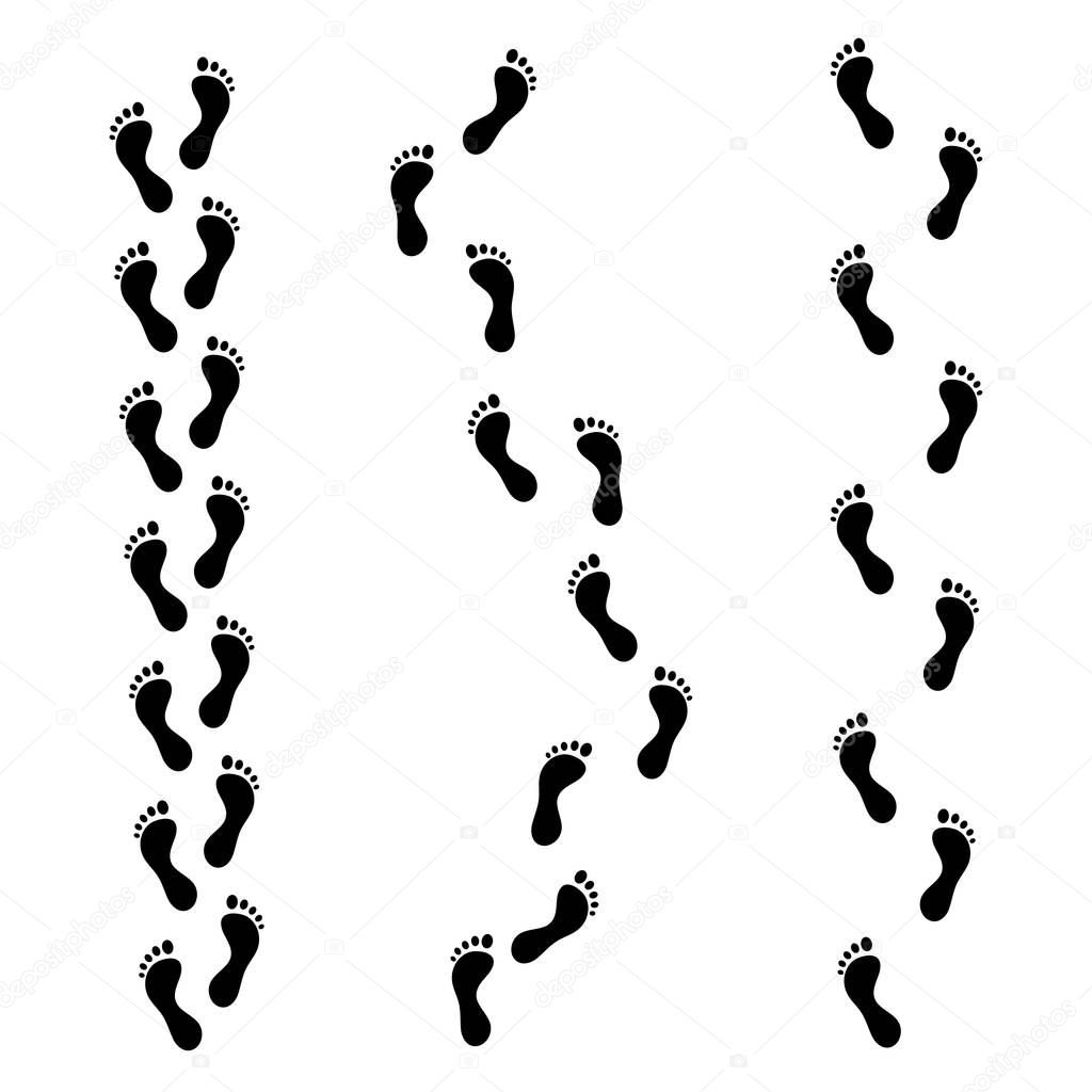 Foot Trail. Footprints or Barefoot. Vector