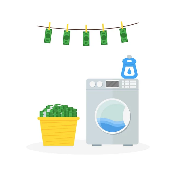 Money Laundering in Washer Concept. Vector — Stock Vector