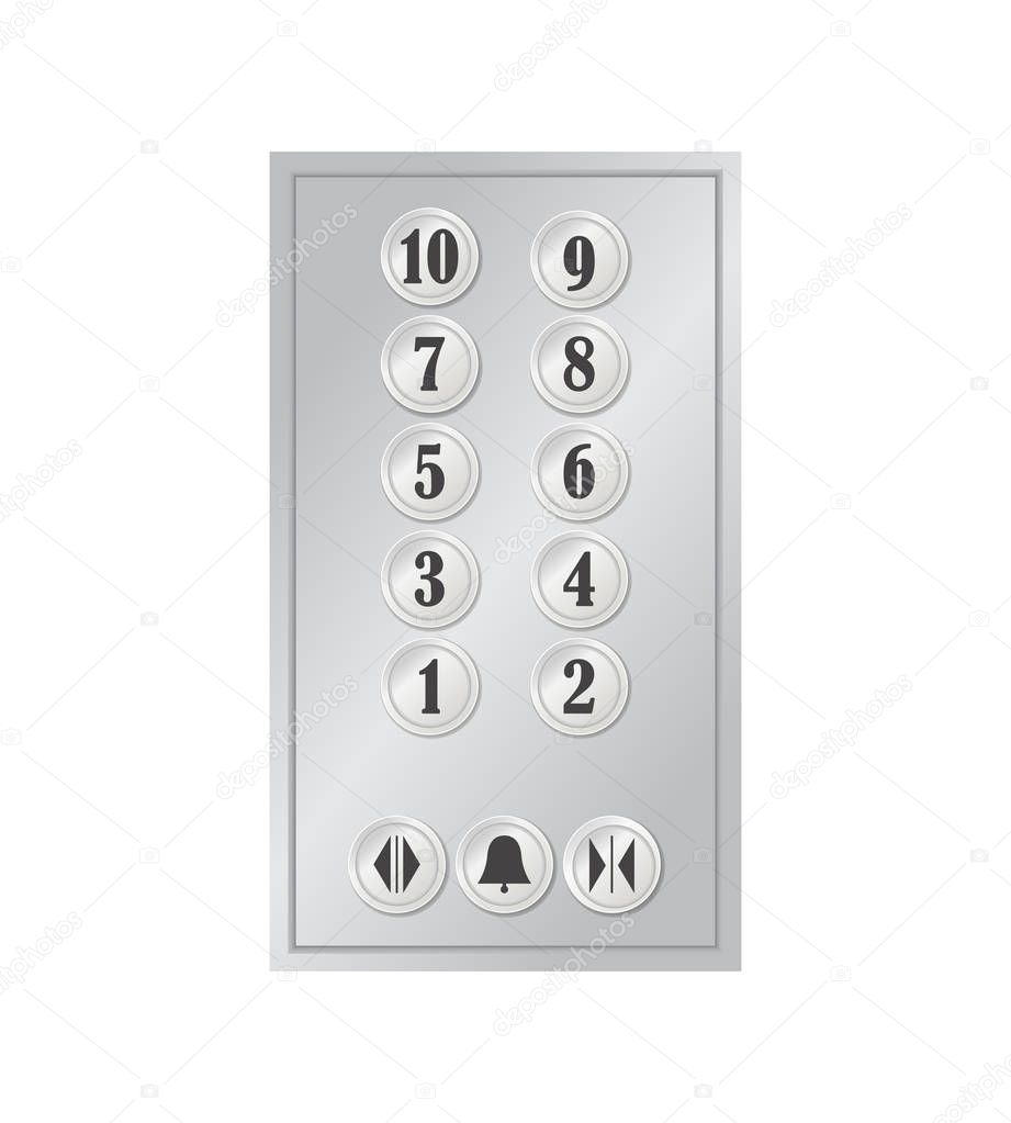 Realistic Elevator or Lift Buttons. Vector