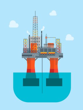 Çizgi film petrol platformu. Vektör