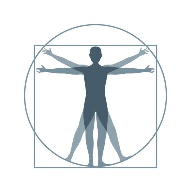 Karikatür siluet Vitruvian Man isimli çalışmasına vektör