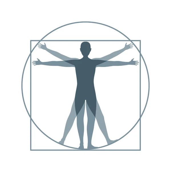 Kreslený silueta Vitruvian Man. vektor — Stockový vektor