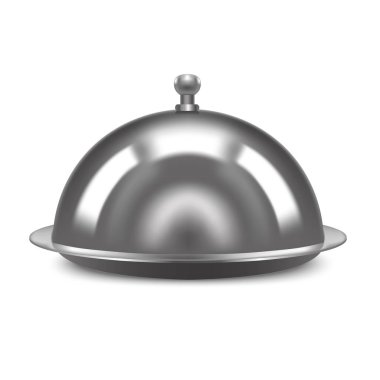 Gerçekçi Metal parlak Restoran Cloche. Vektör