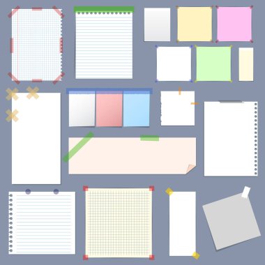 Renkli bant ile boş not kağıdı ayarlayın. Vektör