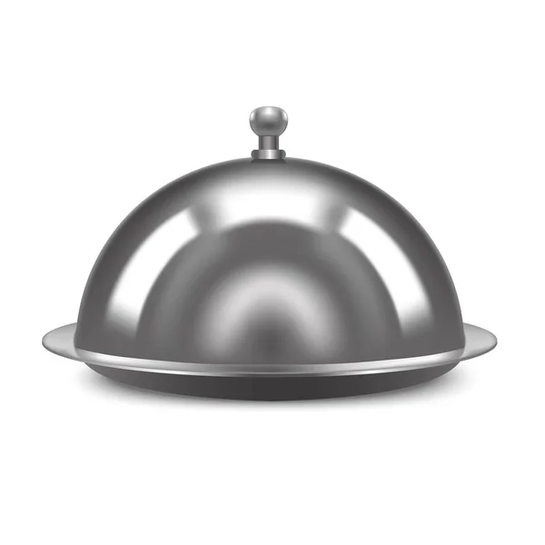 Realista Metal Shiny Restaurant Cloche. Vetor —  Vetores de Stock