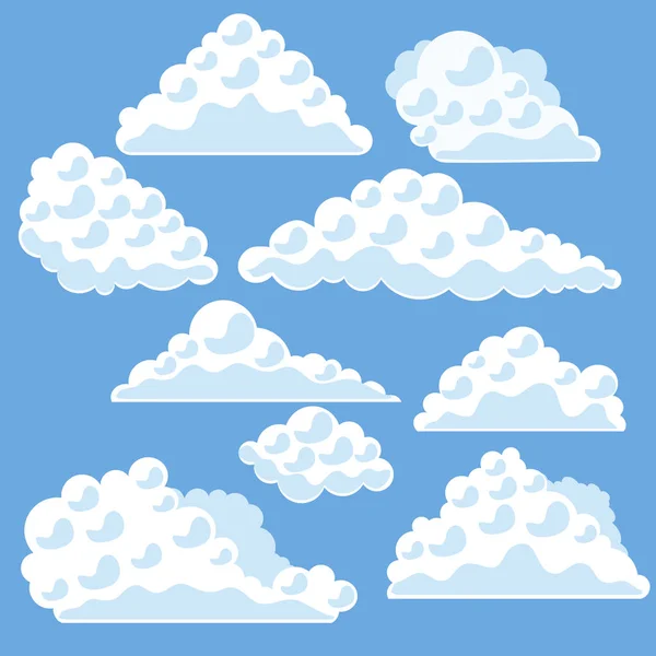 Cartoon Clouds on The Blue Sky (en inglés). Vector — Archivo Imágenes Vectoriales