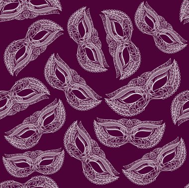 Maskeli balo karnaval maskesi arka plan deseni. Vektör