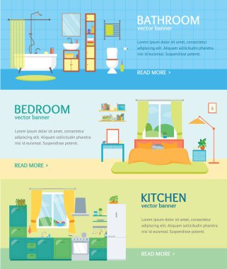 İç afiş yatay küme. Vektör