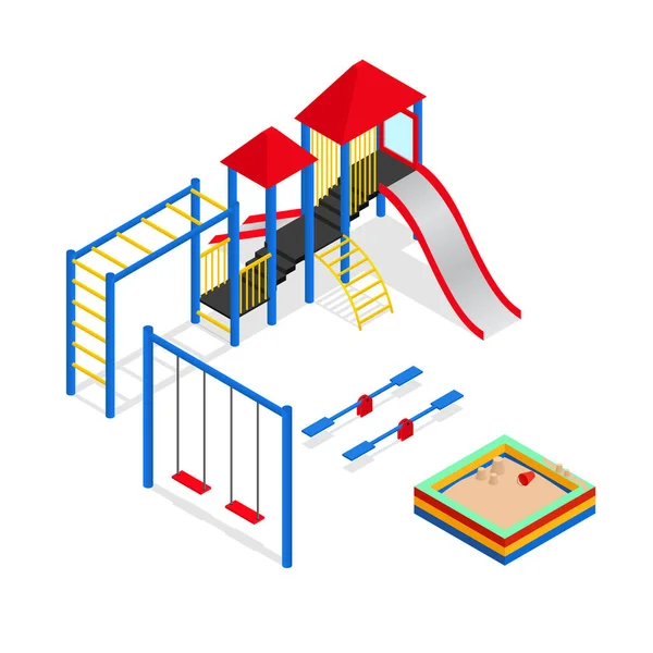 Juegos al aire libre Elementos Set Isométrico Vista. Vector — Vector de stock