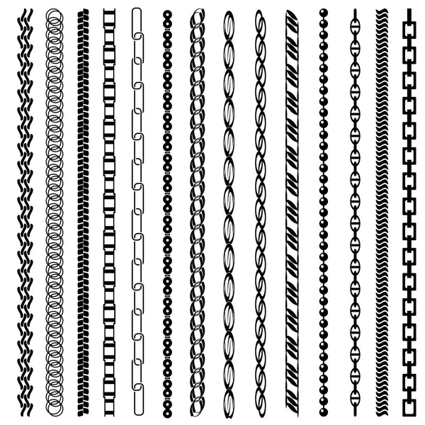 Kettenschwarzes Silhouettenset. Vektor — Stockvektor