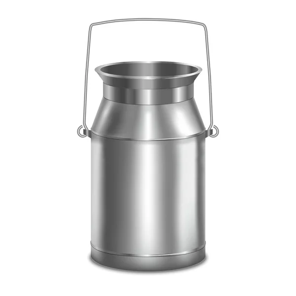 Realistic Metal Shiny Milk Container. Vector — Stock Vector