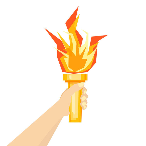 Human Hand with Fire Torch. Vector