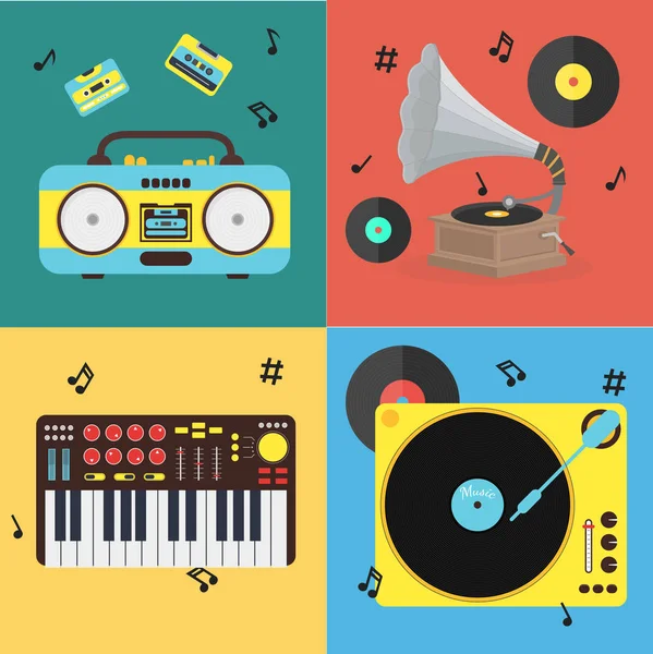 Cartoon muziekinstrument Set. Vector — Stockvector