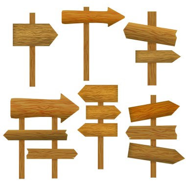 Yön ahşap ok ayarlayın. Vektör