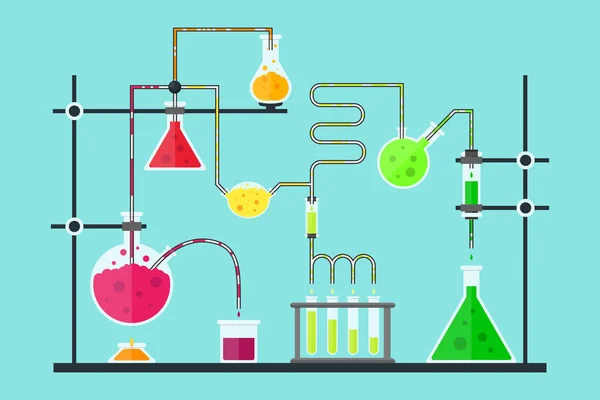 Dibujos animados laboratorio químico. Vector de — Vector de stock
