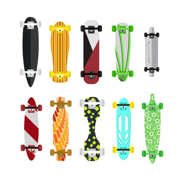 Ensemble de skateboard couleur dessin animé. Vecteur — Image vectorielle