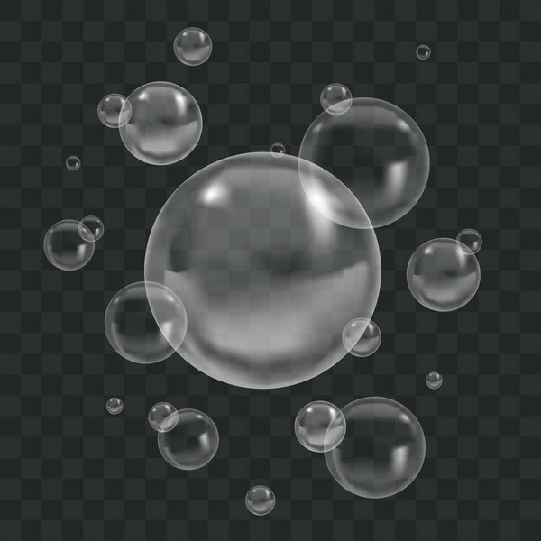 Transparent Bubbles with Reflection. Vector