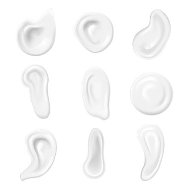 Gerçekçi beyaz girdap veya köpük krema kozmetik ürün ayarlayın. Vektör