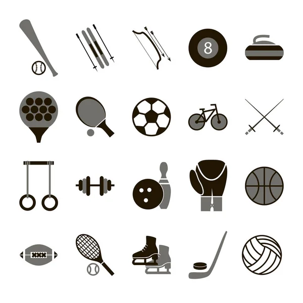 Знаки спортивной иконы и символы черный набор. Вектор — стоковый вектор