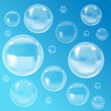 Yansıma şeffaf baloncuklarla. Vektör