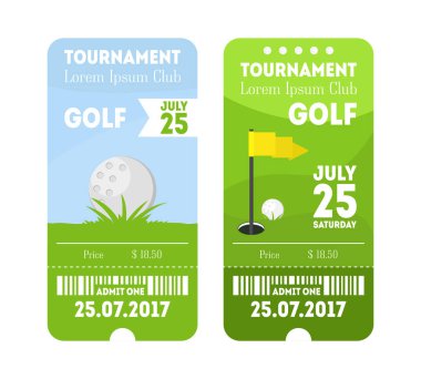 Golf Spor bilet ayarla. Vektör
