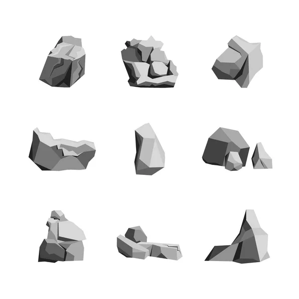 Cartoon Rocks and Stones Set (em inglês). Vetor — Vetor de Stock