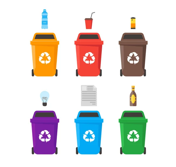 Ανακυκλώστε τα δοχεία σύνολο. Διάνυσμα — Διανυσματικό Αρχείο