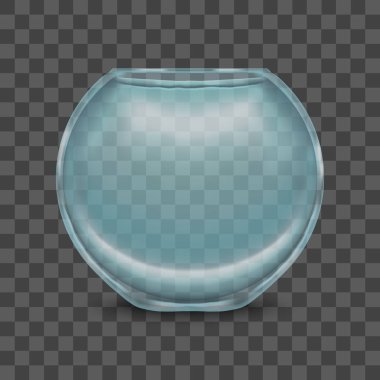 Yuvarlak cam akvaryum. Vektör