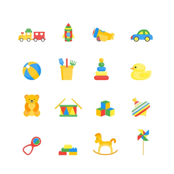 Conjunto de iconos de color de juguetes infantiles. Vector — Vector de stock