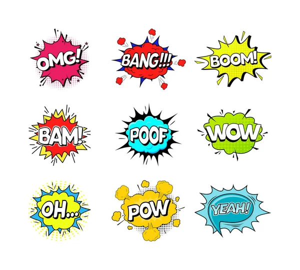 Comic Speach Bubble Effect Set. Vettore — Vettoriale Stock