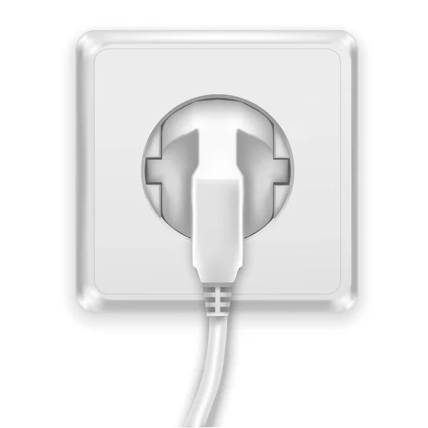 Plug and Socket blanco realista. Vector — Archivo Imágenes Vectoriales