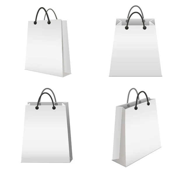 Modelo realista em branco conjunto saco de papel branco. Vetor — Vetor de Stock