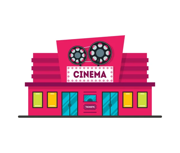 Edificio de cine de dibujos animados. Vector — Vector de stock