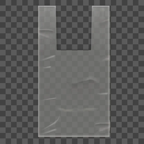 Emballage de sac en plastique jetable sur fond transparent. Vecteur — Image vectorielle