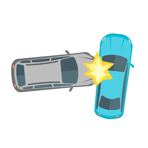 Cartoon auto Crash auto-ongeluk. Vector — Stockvector