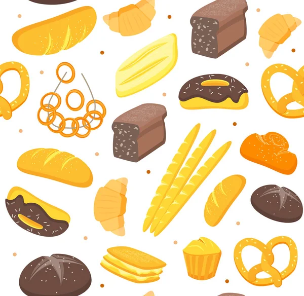 Cartoon-Farbe Bäckerei Hintergrundmuster. Vektor — Stockvektor