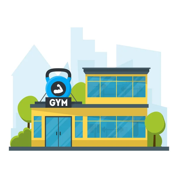 Cartoon Gym Fitness Building. Vecteur — Image vectorielle