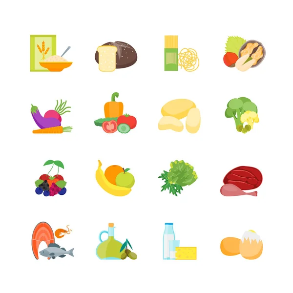 Dibujos animados Color Healthy Food Set. Vector — Archivo Imágenes Vectoriales