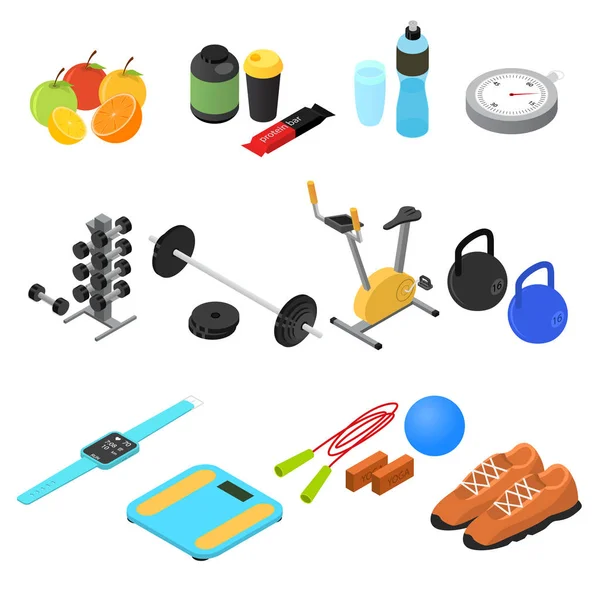 Sport Color Icons Set Isometric View. Vector — Stock Vector