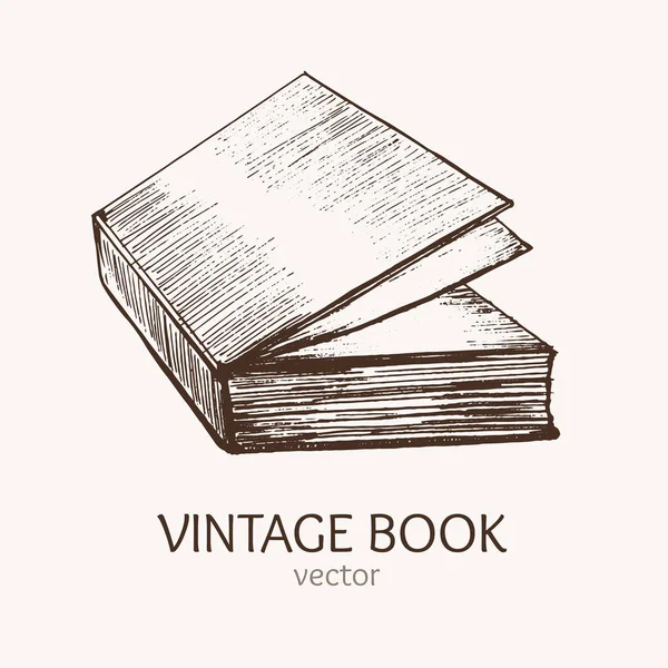 Vintage Kitap el çizmek kroki kartı vektör — Stok Vektör