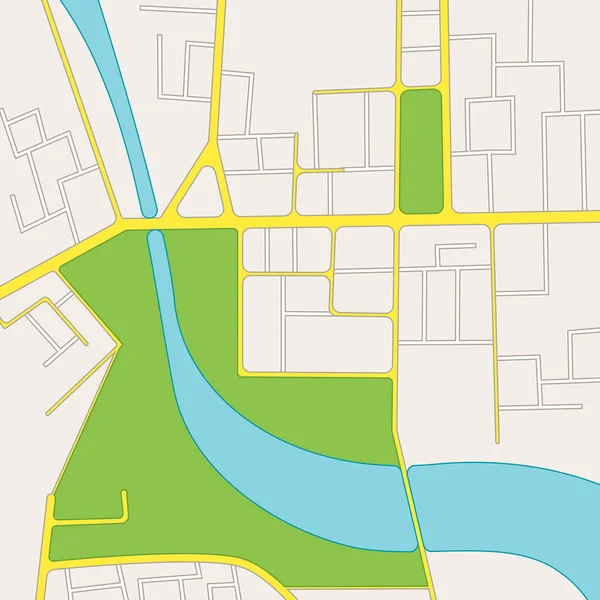 Cartoon Road-stadsplattegrond van wijk. Vector — Stockvector