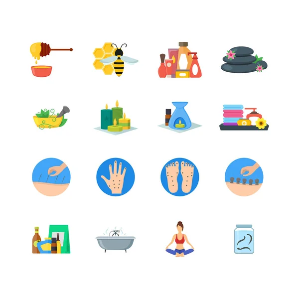 Cartoon Alternative Medicine Colorful Icons Set. Vettore — Vettoriale Stock