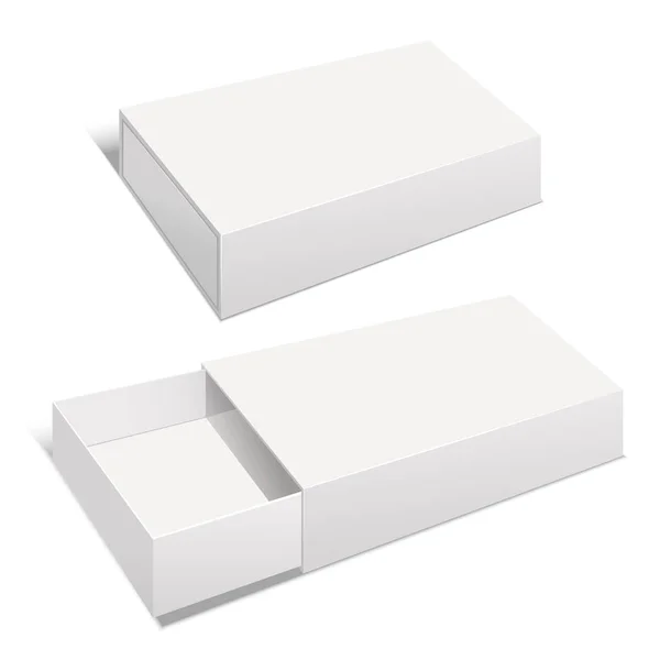 Plantilla realista en blanco caja de papel de paquete blanco. Vector — Vector de stock